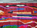 Red Boujad Carpet Handmade, Authentic Moroccan Rug, Bohemian Area Rug, Colored Living Room Rug, Berber Carpet.