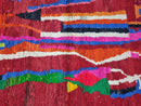 Red Boujad Carpet Handmade, Authentic Moroccan Rug, Bohemian Area Rug, Colored Living Room Rug, Berber Carpet.