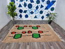 TUFTED BENIOURAIN RUG, Custom Rug, Moroccan Berber Rug, Brown and green Rug, Handmade Rug, Striped Rug, Wool Rug, Handwoven Area Rug.
