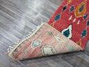 Red Runner Rug, Afghan Rug, Faded Rug, Antique Looking Runner Rug, Oriental Red Medallion Runners Rugs for Hallway Luxury Bathroom Entryway