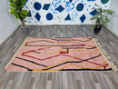 Handmade Vintage Moroccan Wool Rug - Pink Boujaad Bohemian Area Rug - 5x8 Moroccan Rug