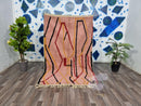 Handmade Vintage Moroccan Wool Rug - Pink Boujaad Bohemian Area Rug - 5x8 Moroccan Rug