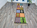 Custom Wool Moroccan Boujjad Runner Rug - Authentic Orange Berber Wool Shag for Entryways - Luxurious Shaggy Carpet in All Sizes.