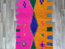 Handmade Moroccan Pink Runner Rug | Berber Hallway Runner | Custom Wool Beni Ourain Rug.
