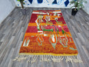 Authentic Moroccan Rug Orange, Handwoven Berber Rug Wool, Custom Tufted Rug, Azilal Area Rug 8x10 Orange , Perfect Gift 2024