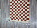 Moroccan brown and white Checkered Runner Rug | Handmade Berber Hallway & Kitchen Runner | Custom Sizes Available