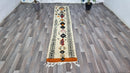 Authentic Moroccan Cream & Olive Berber Runner Rug - Handmade Boujaad Wool Rug - Custom Sizes Available