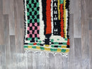 MOROCCAN HALLWAY RUG – Handmade runner rug – Green narrow morocco rug – Bohemian runner carpet- Custom Beni ourain rug - Genuine wool rug