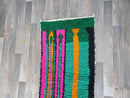 Authentic Boujaad Moroccan Berber Wool Runner Rug with Geometric Pattern, Bohemian Style, Fringe Details - Perfect for Hallways and Stairs