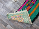 Authentic Boujaad Moroccan Berber Wool Runner Rug with Geometric Pattern, Bohemian Style, Fringe Details - Perfect for Hallways and Stairs