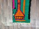 Authentic Boujaad Moroccan Berber Wool Runner Rug with Geometric Pattern, Bohemian Style, Fringe Details - Perfect for Hallways and Stairs