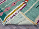 Fabulous light green Boujad Rug Moroccan Rug Wool Hand Woven Genuine Moroccan Beni Ourain Carpet Soft Shag Artistic Oriental checker
