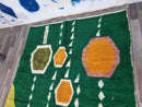 Handwoven Green Moroccan Boujaad Rug – Vintage Berber Style for a Boho Living Room