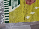 Handwoven Green Moroccan Boujaad Rug – Vintage Berber Style for a Boho Living Room