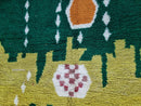 Handwoven Green Moroccan Boujaad Rug – Vintage Berber Style for a Boho Living Room