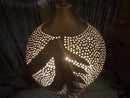 Handmade Moroccan Brass Pendant Light with Pierced Boho Design – Brass Hanging Lamp with Adjustable Chain, Perfect for Bohemian Decor
