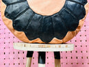 Moroccan Handmade Leather Pouf – Black & Tan Brown Pouffe Footstool, Leather Ottoman, "18.90 x 18.90 x 11.42" Inches, Handmade Morocan Decor