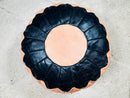 Moroccan Handmade Leather Pouf – Black & Tan Brown Pouffe Footstool, Leather Ottoman, "18.90 x 18.90 x 11.42" Inches, Handmade Morocan Decor
