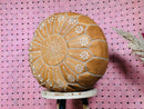 Handmade Moroccan Round Leather Pouf – Genuine Brown Leather, Artisan Decor for Living Room "20 x 20 x14" inches