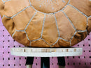 Handmade Moroccan Leather Pouffe – Artisan Pouffe Footstool, "17.72 x 17.72 x 10.63" Inches, Natural Leather Ottoman Pouf