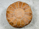 Handmade Moroccan Leather Pouffe – Artisan Pouffe Footstool, "17.72 x 17.72 x 10.63" Inches, Natural Leather Ottoman Pouf