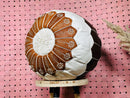 Handcrafted Brown Moroccan Leather Pouf | "18.5 x 18.5 x 11.42" Inches | Bohemian Footstool for Home Decor, moroccan brown and white pouf
