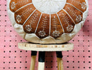 Handcrafted Brown Moroccan Leather Pouf | "18.5 x 18.5 x 11.42" Inches | Bohemian Footstool for Home Decor, moroccan brown and white pouf