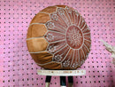 Handmade Moroccan Leather Pouf Ottoman - "17.72x17.72x10.63" inches - Bohemian Floor Pillow for Home Décor & Footstool