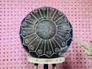 Handmade Moroccan Leather Pouf with Intricate White Embroidery – "20 x 20 x14" Inches Ottoman, Dark Brown Bohemian Footstool