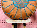 Large Round Moroccan Leather Pouf, Brown Tan Marrakech Seating, Handcrafted Footrest 19.69x 19.69" x 11.81" Inches