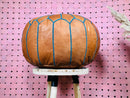 Large Round Moroccan Leather Pouf, Brown Tan Marrakech Seating, Handcrafted Footrest 19.69x 19.69" x 11.81" Inches