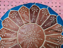 Handmade Moroccan Leather Pouf Ottoman - "20.08 x 20.08 x 12.60" inches - Blue & Brown Embroidered Floor Cushion