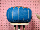 Handmade Moroccan Leather Pouf Ottoman - "20.08 x 20.08 x 12.60" inches - Blue & Brown Embroidered Floor Cushion