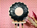 Handmade Moroccan Leather Pouf - Black & Beige Artisan Ottoman, 20x20x12-Inch Round Floor Cushion - Boho Apartment Decor