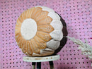 Moroccan Leather Pouf Cream & Tan | Handcrafted Round Ottoman Footstool | Berber Creamy Leather Pouffe | Perfect Floor Pouf Seat