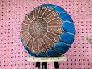 Handcrafted Moroccan Leather Pouf Ottoman Footstool - Blue & Brown Genuine Leather Pouf Cover - Unique Leather Ottoman Pouf