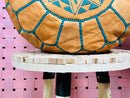 Moroccan Leather Pouf, Handmade Ottoman "13 x 13 x 8.3" Inches, Boho Floor Pouf, Light Brown Pouf, Berber Footstool, Moroccan Decor