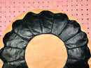 Moroccan Handmade Leather Pouf – Black & Tan Brown Pouffe Footstool, Leather Ottoman, "18.90 x 18.90 x 11.42" Inches, Handmade Morocan Decor