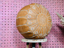 Handmade Moroccan Round Leather Pouf – Genuine Brown Leather, Artisan Decor for Living Room "20 x 20 x14" inches