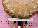 Handmade Moroccan Round Leather Pouf – Genuine Brown Leather, Artisan Decor for Living Room "20 x 20 x14" inches