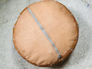 Handmade Moroccan Round Leather Pouf – Genuine Brown Leather, Artisan Decor for Living Room "20 x 20 x14" inches