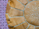 Handmade Moroccan Leather Pouffe – Artisan Pouffe Footstool, "17.72 x 17.72 x 10.63" Inches, Natural Leather Ottoman Pouf