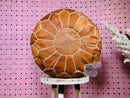 Moroccan Leather Pouf, Handmade Camel Brown Ottoman "18.1 x 18.1 x 10.6" inches, Boho Floor Cushion, Moroccan Decor, Footstool Pouf