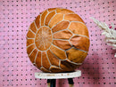 Moroccan Leather Pouf, Handmade Camel Brown Ottoman "18.1 x 18.1 x 10.6" inches, Boho Floor Cushion, Moroccan Decor, Footstool Pouf