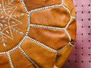Moroccan Leather Pouf, Handmade Camel Brown Ottoman "18.1 x 18.1 x 10.6" inches, Boho Floor Cushion, Moroccan Decor, Footstool Pouf