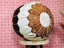 Handcrafted Brown Moroccan Leather Pouf | "18.5 x 18.5 x 11.42" Inches | Bohemian Footstool for Home Decor, moroccan brown and white pouf