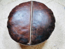 Handcrafted Brown Moroccan Leather Pouf | "18.5 x 18.5 x 11.42" Inches | Bohemian Footstool for Home Decor, moroccan brown and white pouf