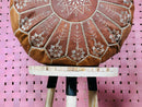 Handmade Moroccan Leather Pouf Ottoman - "17.72x17.72x10.63" inches - Bohemian Floor Pillow for Home Décor & Footstool