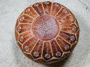 Handcrafted Moroccan Leather Pouf – Bohemian Decor Ottoman, Footstool, Decorative Pouf – "17.72 x 17.72 x 10.63" inches – Ready to Ship