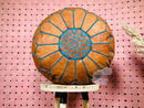 Large Round Moroccan Leather Pouf, Brown Tan Marrakech Seating, Handcrafted Footrest 19.69x 19.69" x 11.81" Inches